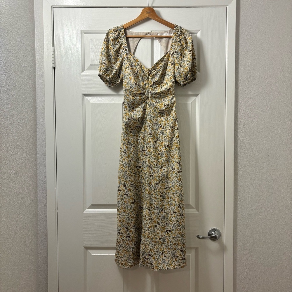 Astr The Label Floral Puff Sleeve Midi Dress